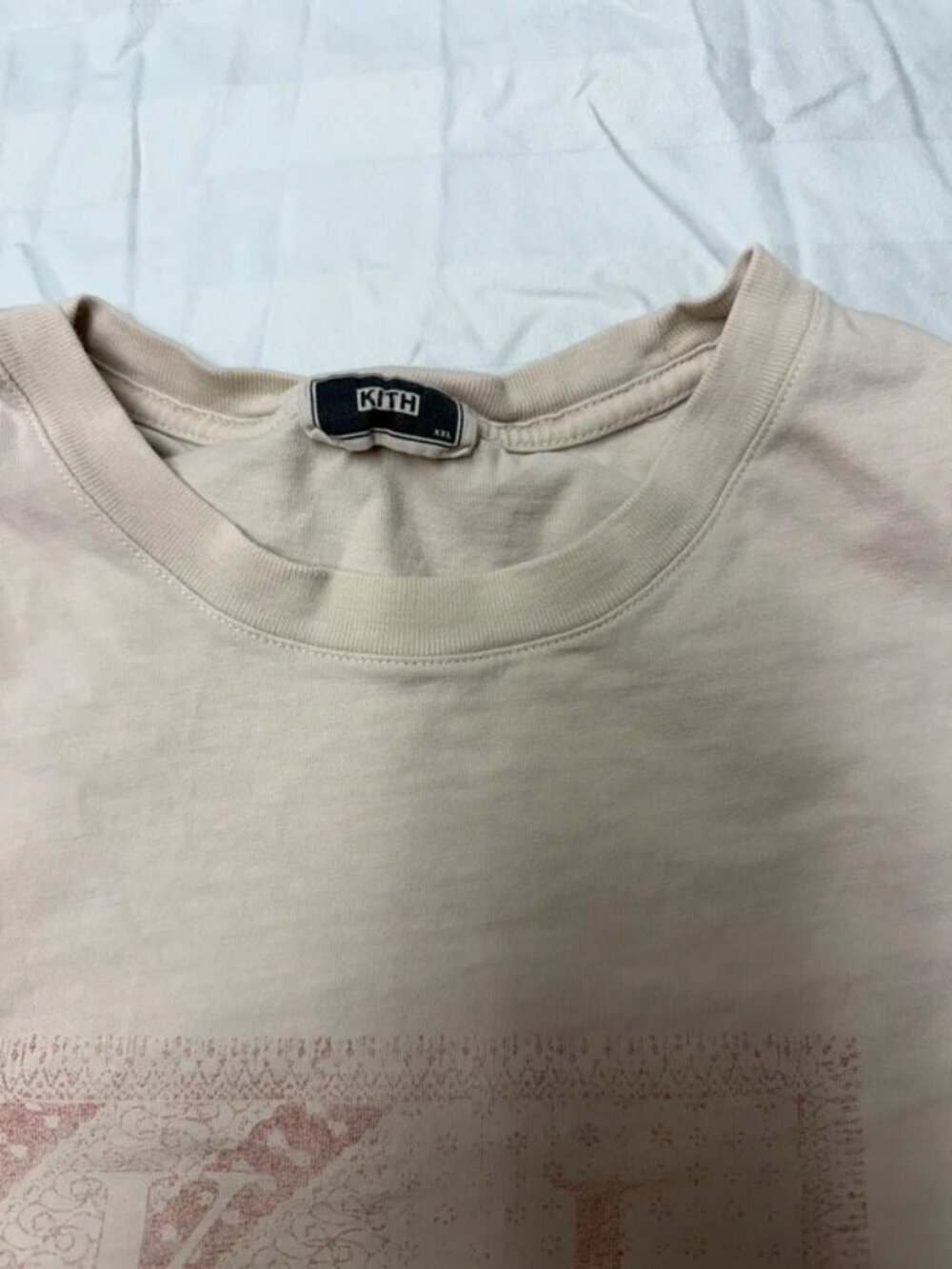 Beige Graphic Print T-Shirt, Men’s, Size XXL